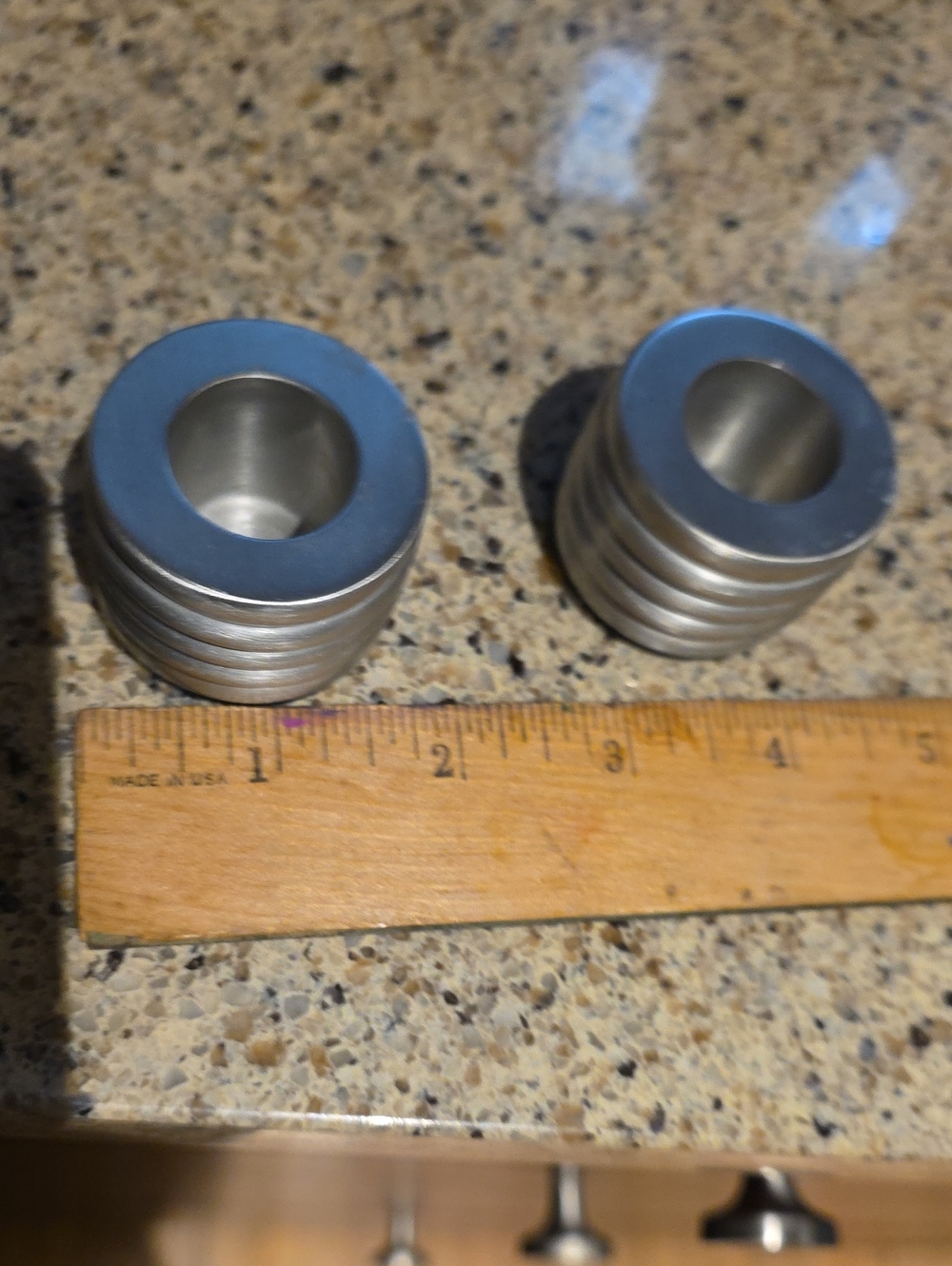Stainless Steel Silver Modern Taper Candle Holders- Set of 2